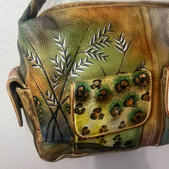 Vintage ANUSCHKA Hand-Painted Jungle Print Shoulder Bag - Picture 2 of 16